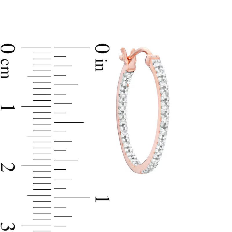 1 CT. T.W. Diamond Double Row Hoop Earrings in 10K White Gold