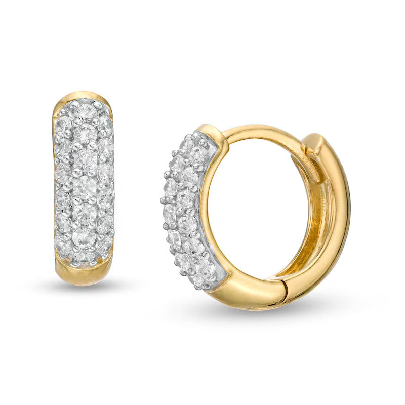 1/4 CT. T.W. Diamond Multi-Row Hoop Earrings in 10K Gold