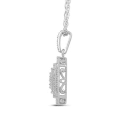 1/4 CT. T. W. Multi-Diamond Double Octagon Frame Pendant and Stud Earrings Set in Sterling Silver