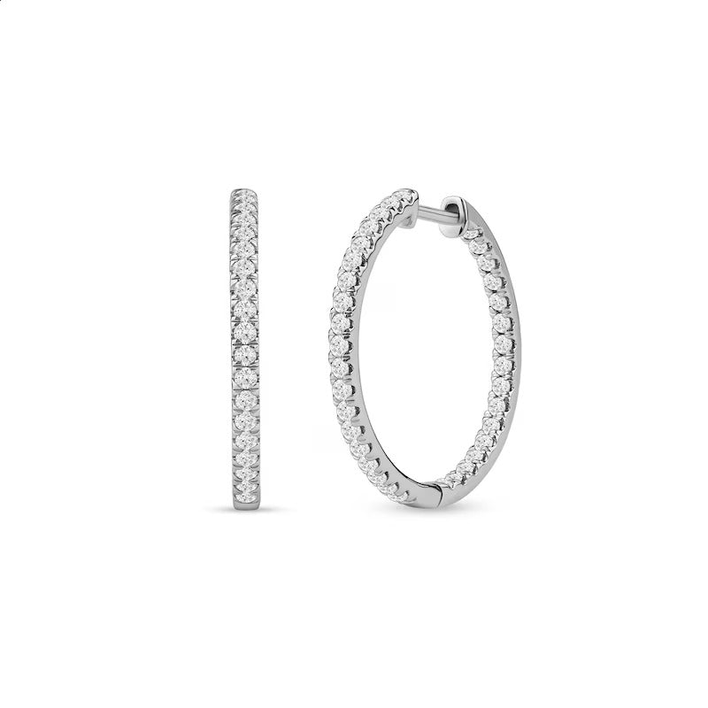 1 CT. T.W. Certified Lab-Grown Diamond Inside-Out Hoop Earrings in 14K White Gold (F/SI2)