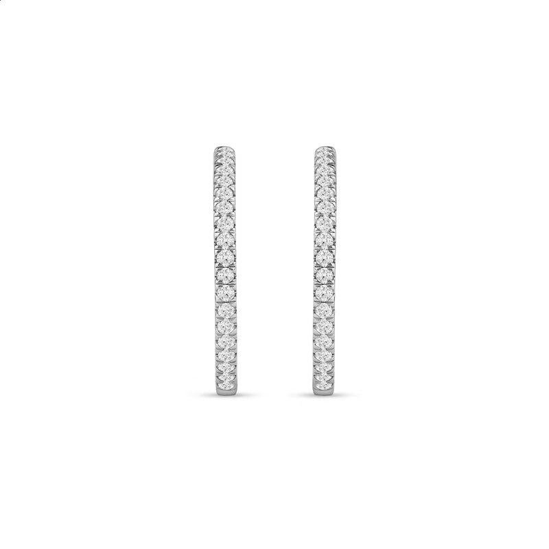 1 CT. T.W. Certified Lab-Grown Diamond Inside-Out Hoop Earrings in 14K White Gold (F/SI2)