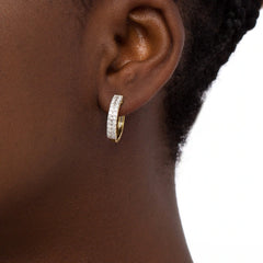 1 CT. T.W. Diamond Double Row Hoop Earrings in 10K Gold