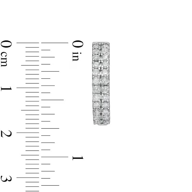 1 CT. T.W. Diamond Double Row Hoop Earrings in 10K White Gold