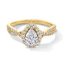 1 CT. T.W. Pear-Shaped Certified Lab-Grown Diamond Frame Crossover Shank Engagement Ring in 14K Gold (FSI2)