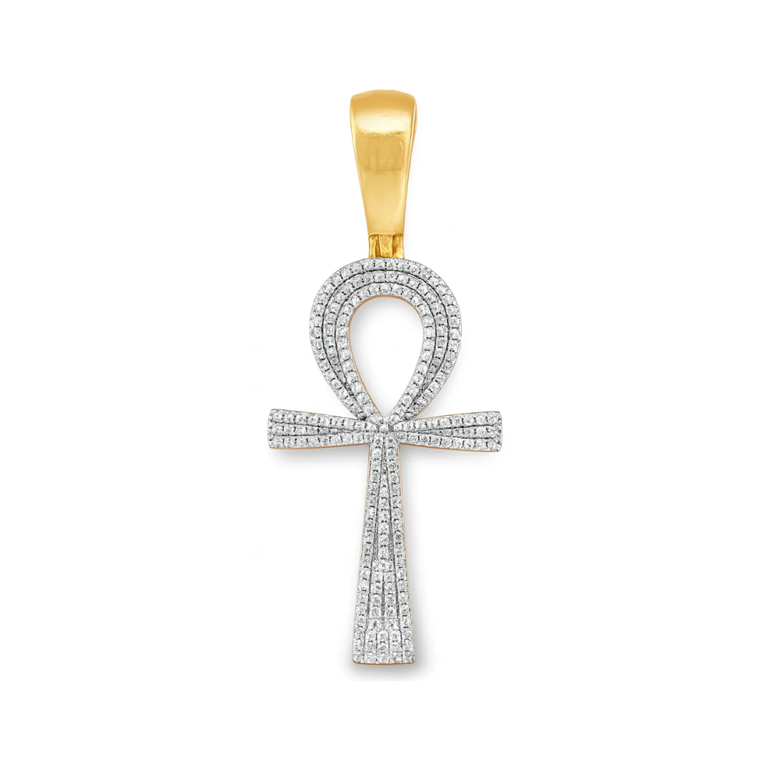 0.50 CT. T.W. Diamond Ankh Cross Pendant in 10K Yellow Gold