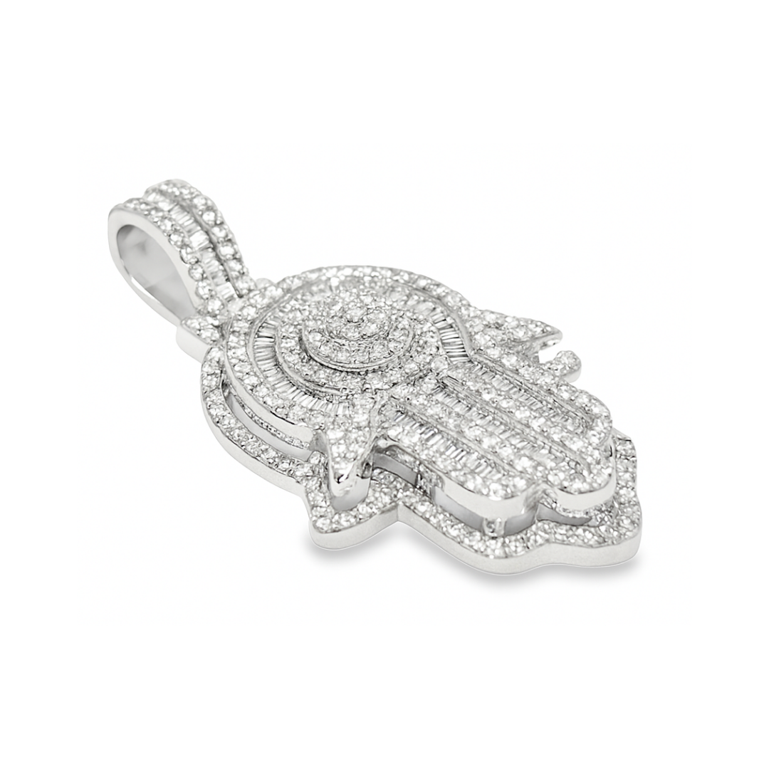 1.20 CT. T.W. Diamond Hamsa Pendant in 10K White Gold
