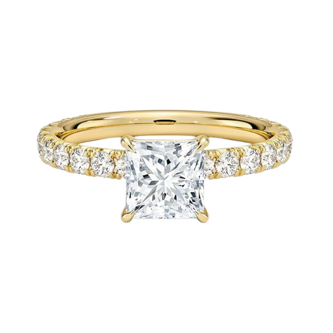 3-1/4 CT. T.W. Princess-Cut Certified Lab-Grown Diamond Engagement Ring in 14K Gold (I/SI2)