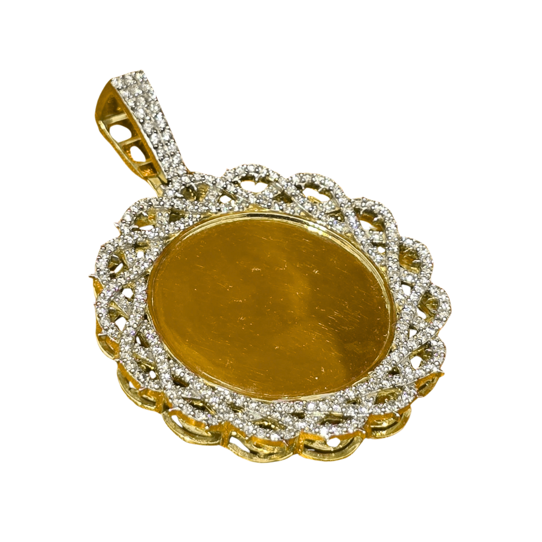 1.74 CT. T.W. Diamond Wire Circle Picture Memory Pendant in 10K Yellow Gold