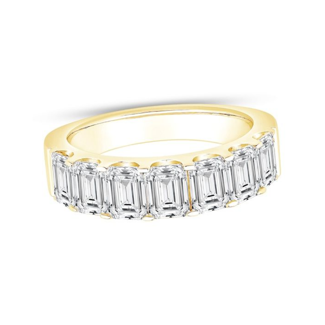 3 CT. T.W. Emerald-Cut Certified Lab-Grown Diamond Seven Stone Anniversary Band in 14K Gold (F/SI2)