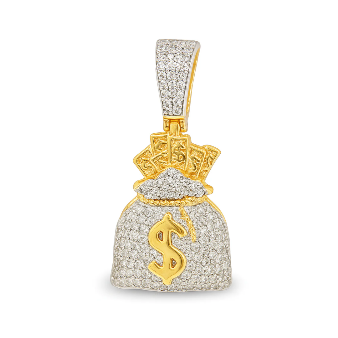 0.63 CT. T.W. Diamond Money Bag Pendant in 10K Yellow Gold