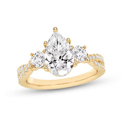 2-3/4 CT. T.W. Pear-Shaped Certified Lab-Grown Diamond Three Stone Engagement Ring in 14K Gold (F/SI2)