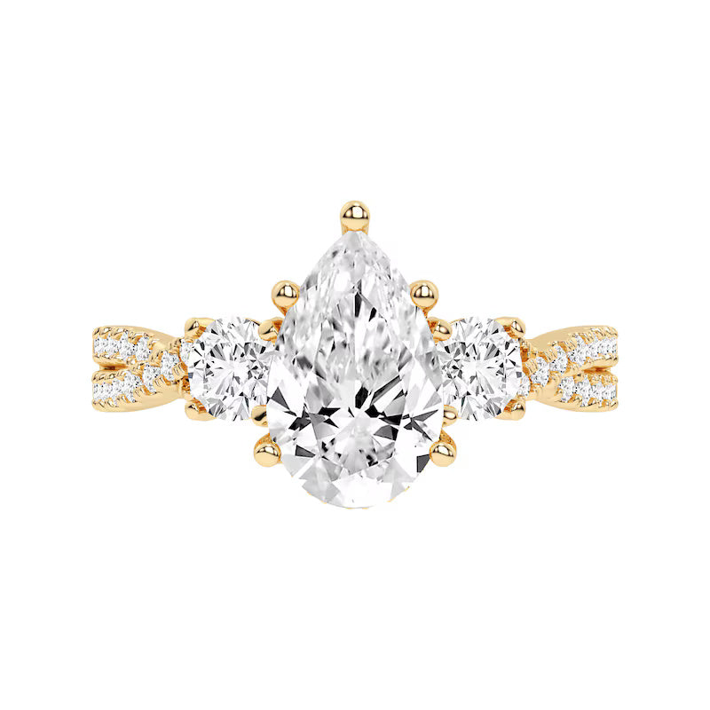 2-3/4 CT. T.W. Pear-Shaped Certified Lab-Grown Diamond Three Stone Engagement Ring in 14K Gold (F/SI2)