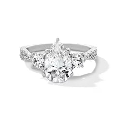 2-3/4 CT. T.W. Pear-Shaped Certified Lab-Grown Diamond Three Stone Engagement Ring in 14K Gold (F/SI2)