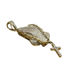 0.34 CT. T.W. Diamond Jesus Cross Pendant in 10K Yellow Gold