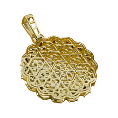 1.74 CT. T.W. Diamond Wire Circle Picture Memory Pendant in 10K Yellow Gold