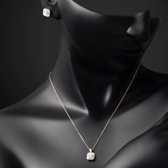 1/4 CT. T.W. Multi-Diamond Double Octagon Frame Pendant and Stud Earrings Set in Sterling Silver