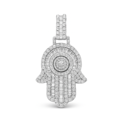 1.20 CT. T.W. Diamond Hamsa Pendant in 10K White Gold