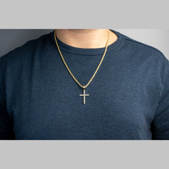 0.98 CT. T.W. Diamond Cross Pendant in 10K Yellow Gold