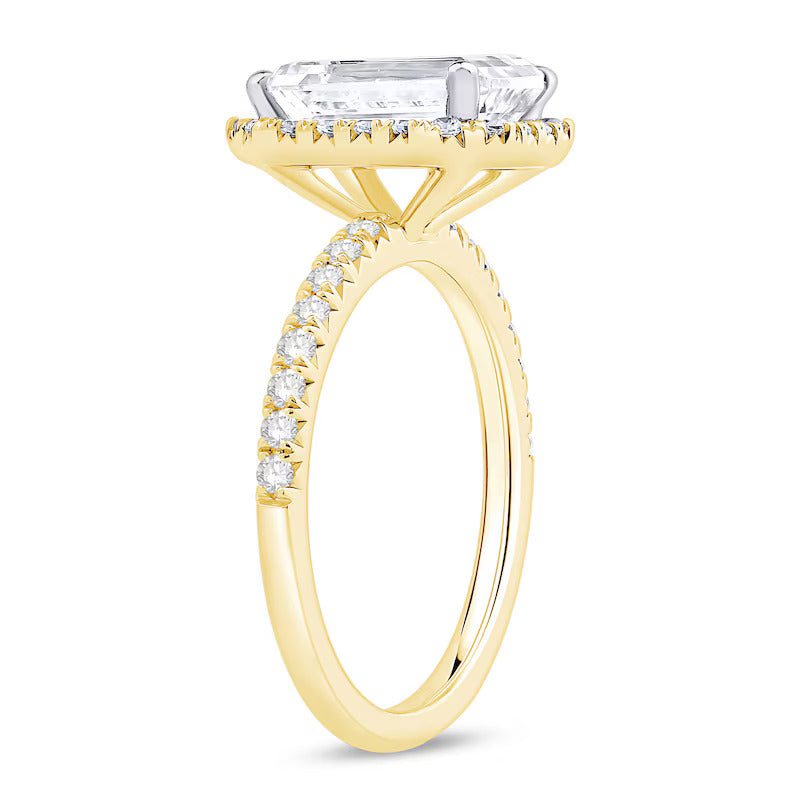 3-1/2 CT. T.W. Emerald-Cut Certified Lab-Grown Diamond Frame Engagement Ring in 14K Gold (F/VS2)