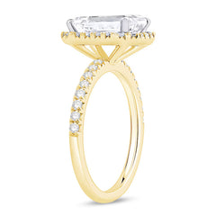 3-1/2 CT. T.W. Emerald-Cut Certified Lab-Grown Diamond Frame Engagement Ring in 14K Gold (F/VS2)