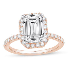 3-1/2 CT. T.W. Emerald-Cut Certified Lab-Grown Diamond Frame Engagement Ring in 14K Gold (F/VS2)