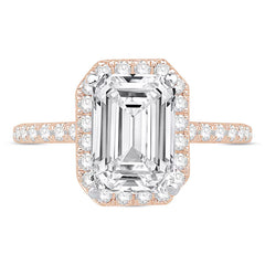 3-1/2 CT. T.W. Emerald-Cut Certified Lab-Grown Diamond Frame Engagement Ring in 14K Gold (F/VS2)