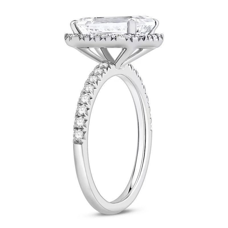 3-1/2 CT. T.W. Emerald-Cut Certified Lab-Grown Diamond Frame Engagement Ring in 14K Gold (F/VS2)