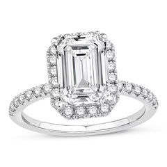 3-1/2 CT. T.W. Emerald-Cut Certified Lab-Grown Diamond Frame Engagement Ring in 14K Gold (F/VS2)