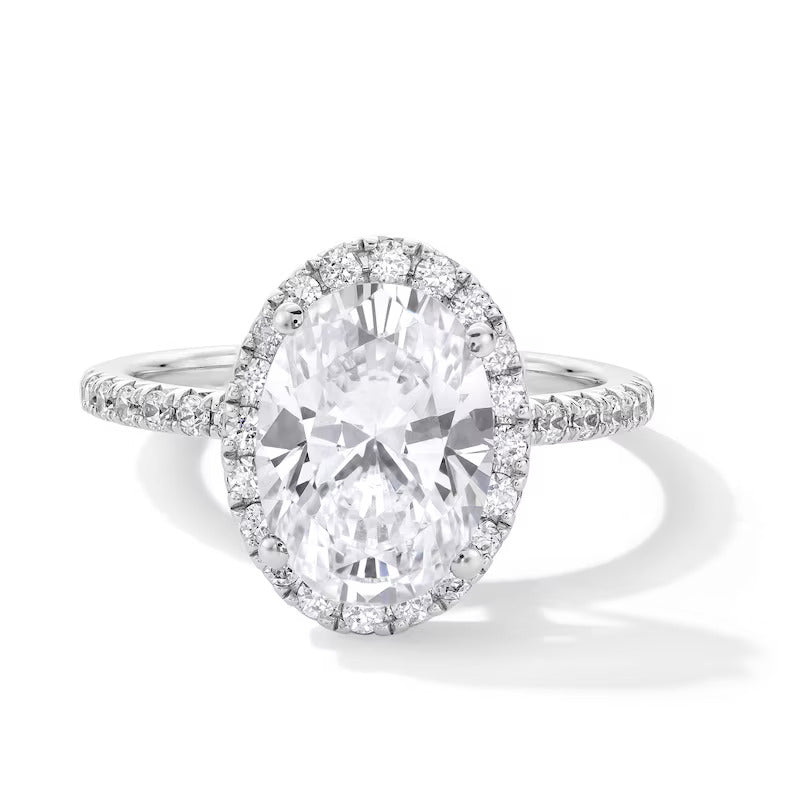 3-1/2 CT. T.W. Oval Certified Lab-Grown Diamond Frame Engagement Ring in 14K Gold (F/VS2)