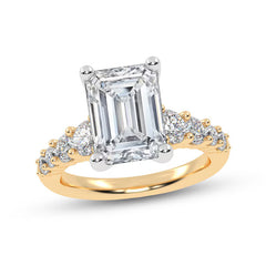 3-3/4 CT. T.W. Emerald-Cut Certified Lab-Grown Diamond Graduated Shank Engagement Ring in 14K Gold (I/SI2)