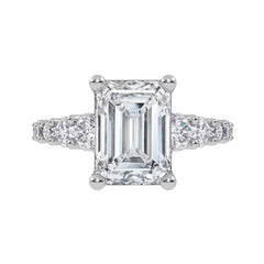 3-3/4 CT. T.W. Emerald-Cut Certified Lab-Grown Diamond Graduated Shank Engagement Ring in 14K Gold (I/SI2)