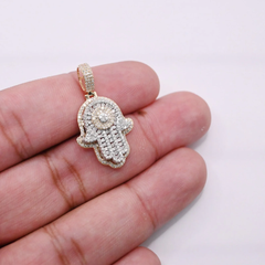 1.00 CT. Diamond Hamsa Pendant in 10K Yellow Gold