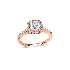 1-1/3 CT. T.W. Princess-Cut Certified Lab-Grown Diamond Frame Engagement Ring in 14K Rose Gold (F/VS2)