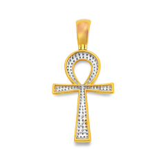 0.50 CT. T.W. Diamond Ankh Cross Pendant in 10K Yellow Gold