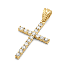 0.98 CT. T.W. Diamond Cross Pendant in 10K Yellow Gold