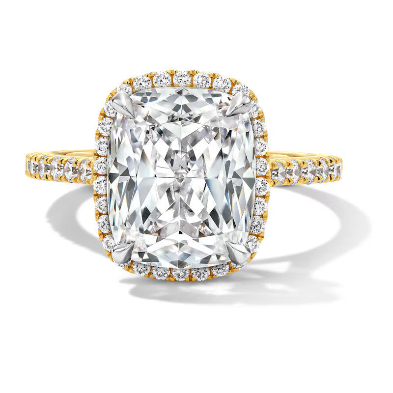4-5/8 CT. T.W. Elongated Cushion-Cut Certified Lab-Grown Diamond Frame Bridal Set in 14K Gold (F/VS2)