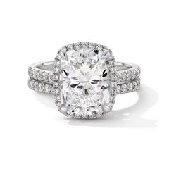 4-5/8 CT. T.W. Cushion-Cut Certified Lab-Grown Diamond Frame Bridal Set in 14K White Gold (F/VS2)