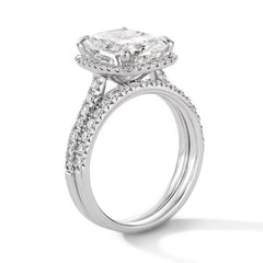 4-5/8 CT. T.W. Cushion-Cut Certified Lab-Grown Diamond Frame Bridal Set in 14K White Gold (F/VS2)