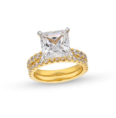 4-1/3 CT. T.W. Princess-Cut Certified Lab-Grown Diamond Bridal Set in 14K Gold (F/VS2)