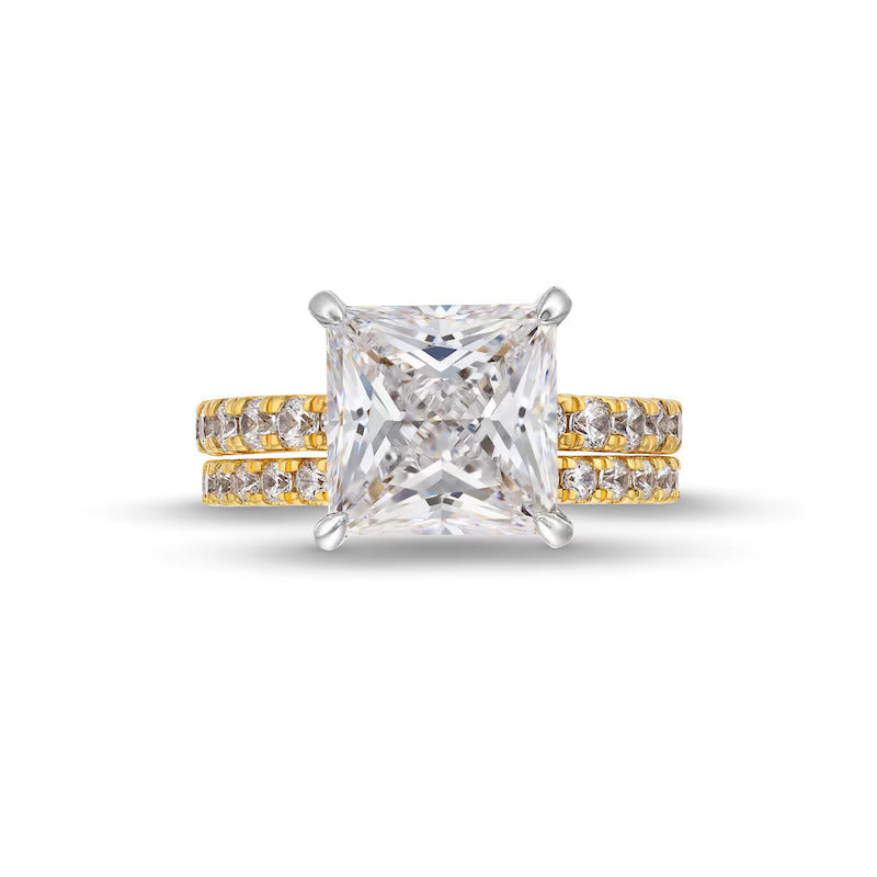 4-1/3 CT. T.W. Princess-Cut Certified Lab-Grown Diamond Bridal Set in 14K Gold (F/VS2)