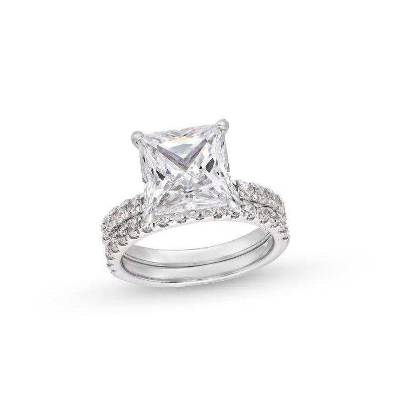 4-1/3 CT. T.W. Princess-Cut Certified Lab-Grown Diamond Bridal Set in 14K Gold (F/VS2)