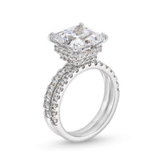 4-1/3 CT. T.W. Princess-Cut Certified Lab-Grown Diamond Bridal Set in 14K Gold (F/VS2)