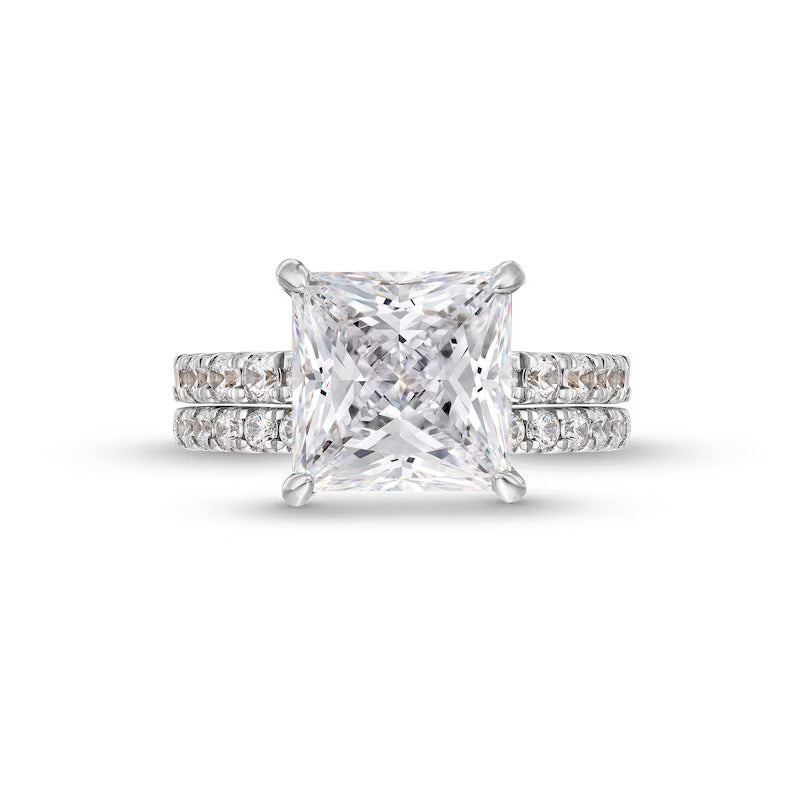 4-1/3 CT. T.W. Princess-Cut Certified Lab-Grown Diamond Bridal Set in 14K Gold (F/VS2)