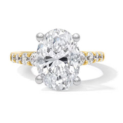 5-3/4 CT. T.W. Oval Certified Lab-Grown Diamond Graduated Shank Engagement Ring in 14K Gold (F/VS2)