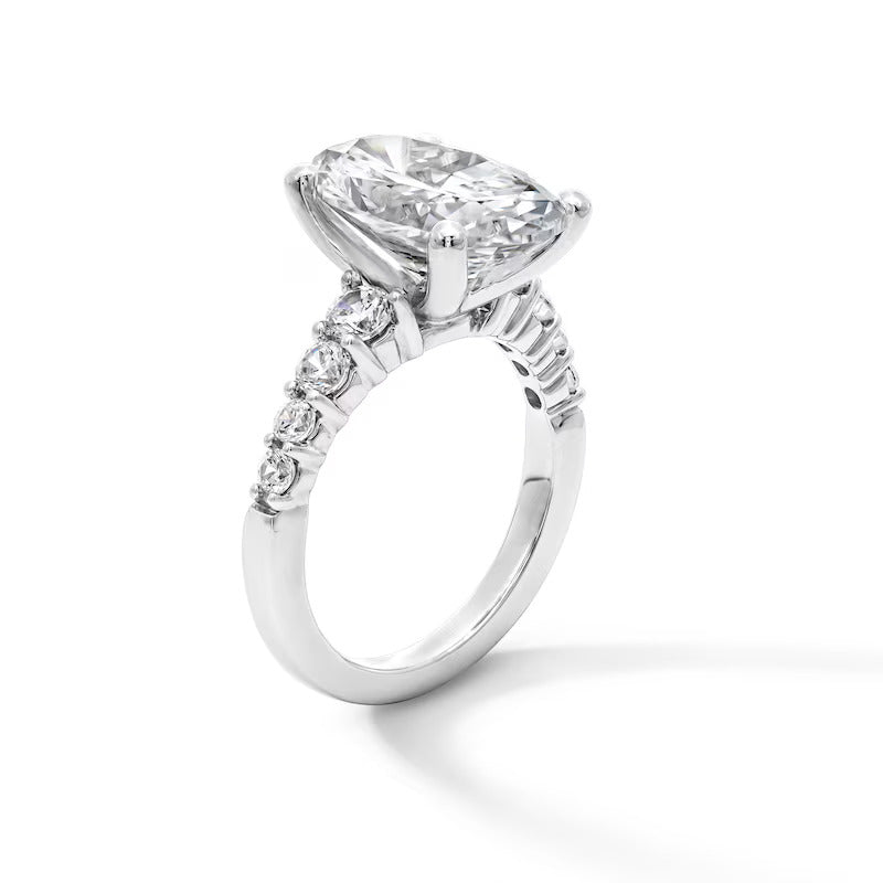 5-3/4 CT. T.W. Oval Certified Lab-Grown Diamond Graduated Shank Engagement Ring in 14K Gold (F/VS2)