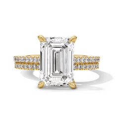 5-5/8 CT. T.W. Emerald-Cut Certified Lab-Grown Diamond Bridal Set in 14K Gold (F/VS2)