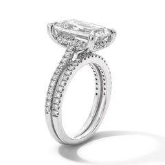 5-5/8 CT. T.W. Emerald-Cut Certified Lab-Grown Diamond Bridal Set in 14K Gold (F/VS2)