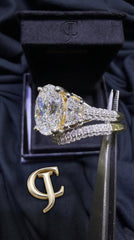 14Kt Yellow Gold with total 4.44ctw Lab Grown Diamonds, 3.00ctw Oval shape Centre Diamond Bridal Set (Ring)