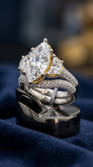 14Kt Yellow Gold with 4.48ctw Lab Grown Diamonds, 2.97ctw Marquee Cut Centre Diamond Bridal Set (Ring)