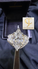 14Kt Yellow Gold with 4.48ctw Lab Grown Diamonds, 2.97ctw Marquee Cut Centre Diamond Bridal Set (Ring)